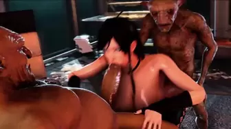 Two Ugly Goblins Fuck A Girl In All Holes And Cum On Her Face, Body And Inside Pussy And Anal