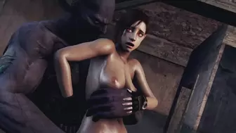 Resident Evil Girl Gets On Her Knees And Chokes On Monster Zombie Cock