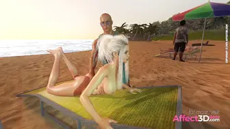 Big Tits Futanari Babe Fucking A Black Guy On A Beach In A 3d Animation