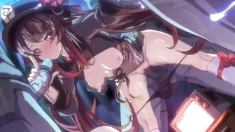 Hu Tao and 3 Customer  -hentai anime