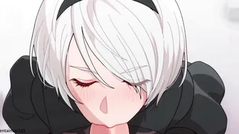2b give blowjob  -hentai anime
