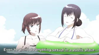 Cheating with Hairy Babe in Sauna While her Girlfriend Waiting Outside (Hentai)