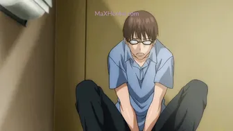 Caught a MILF with a Perv Stranger in the Men's Bathroom (Hentai)