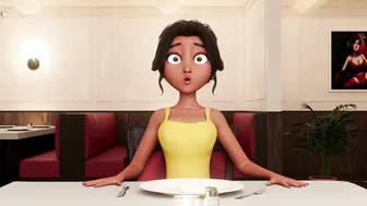 Personal Service ● Restaurant Bliss: Busty Waitress Sucks Shemale Cock Under Table