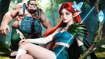 The ELF Girl and the Obese Man in the Jungle (AI Generated)
