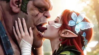 Wild Jungle Adventure: Elf Girl X Ugly Man (Cartoon Fantasy) AI Generated