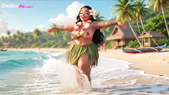 Exotic hula dancer with big tits bounces her curvy ass and rides deep for moaning rel