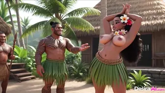 Exotic hula dancer with big tits bounces her curvy ass and rides deep for moaning rel