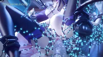 BDSM Babe Destroyed by Mechanical Tentacle (Animation)