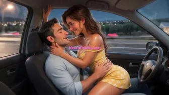 MILF seduces old family friend with secret sex in car