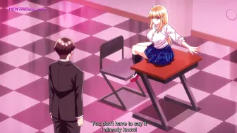 Anime college babe gets panties pulled by strict teacher