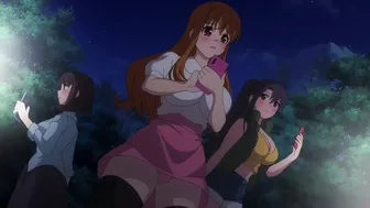 Flickering fire draws 3 shy girls closer to hot sex tonight