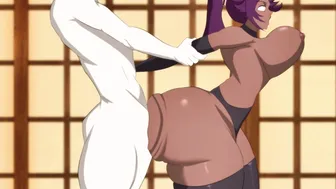 Ebony cartoon hottie gets her phat ass pounded on tatami