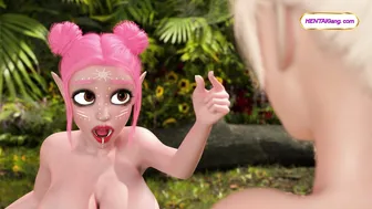 Blond elf strokes FUTA shaft & rides hard until thick cum streams ○ NEW 3D