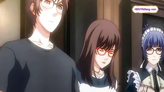 Busty nerd queen rides glasses boyfriend rough as maid hosts creamy mansion gangbang