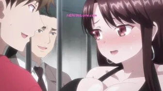 Hot MILF fucked against iron bars jailer join juicy threesome (Dubbed Hentai)